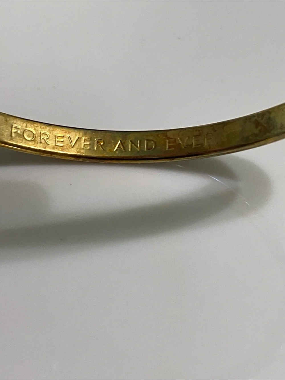 kate spade ♠️ Gold Plated Slim Hammered Bangle Bracelet “Forever And Ever” - Picture 3 of 6